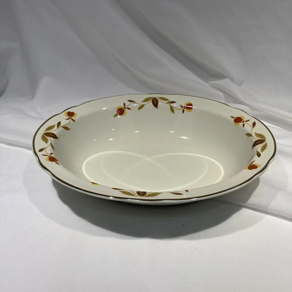 Hall's Jewel Tea Autumn Leaf Oval Serving Bowl Vegetable Dish 10.5 x 8 Vtg